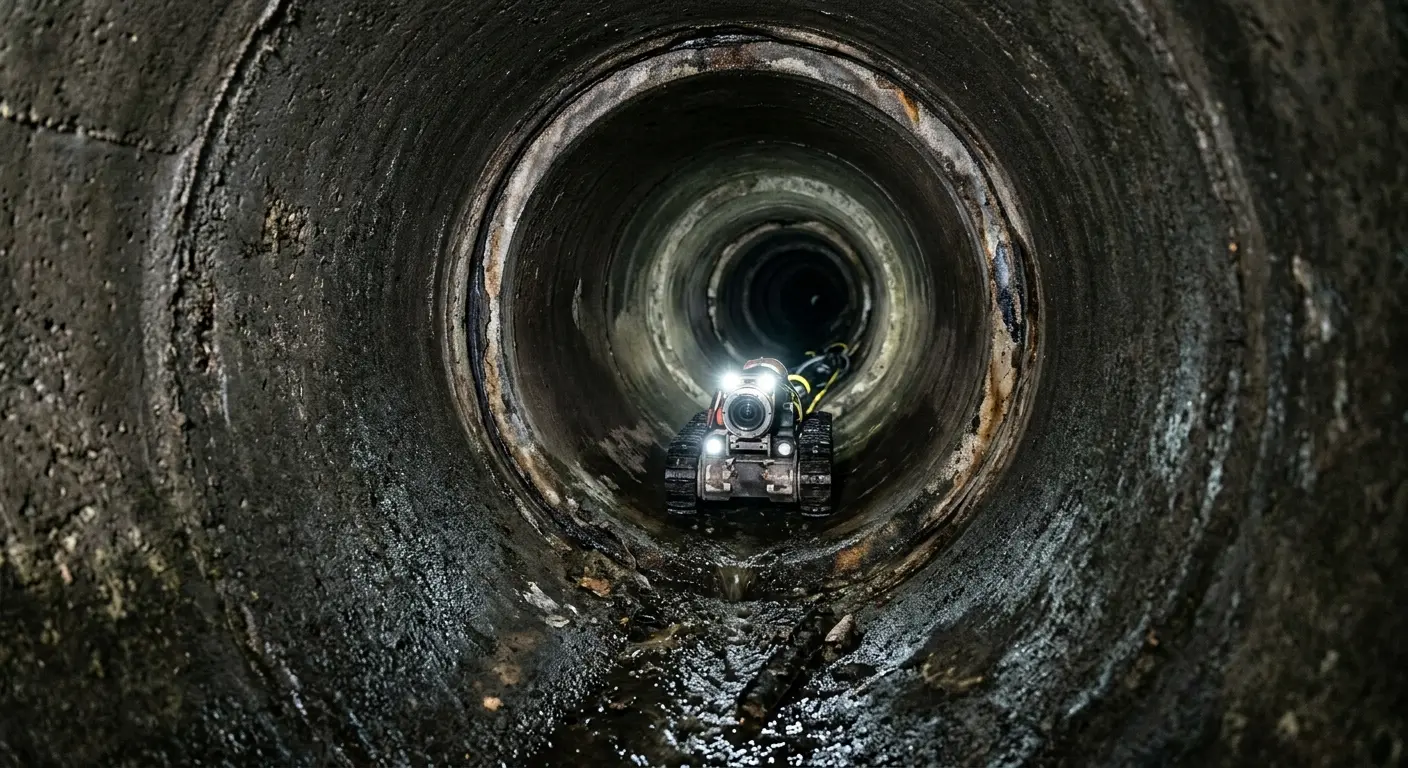Robotic sewer camera inspecting pipe interior for Drain Snake Service in Madison Heights